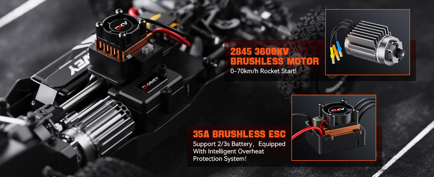 DIKAVEY 1/12 Maßstab RTR 4WD Metall Brushless RC Buggy | BX12 (Rot-Gelb)