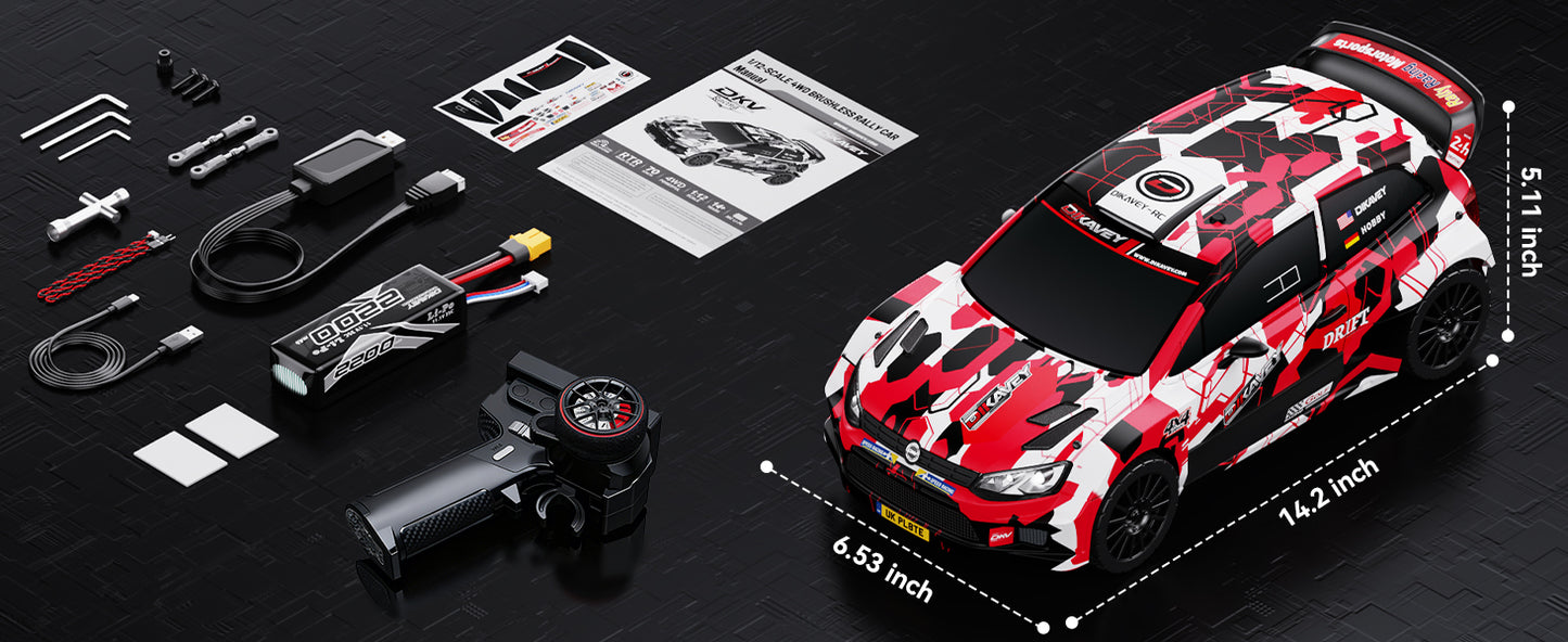 DIKAVEY 1/12 Scale RTR 4WD Brushless RC Rally Car | RX12(Pink)