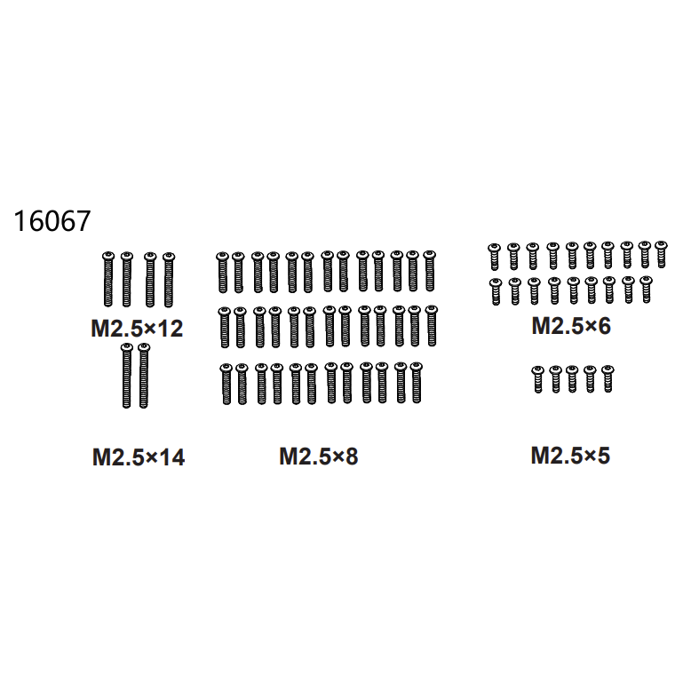Screws M2.5*14 M2.5*12 M2.5*6 M2.5*8 M2.5*5 (16067)