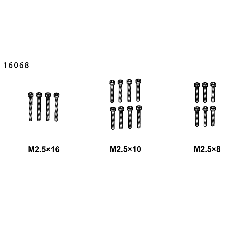 Screws M2.5*16 M2.5*10 M2.5*8 (16068)