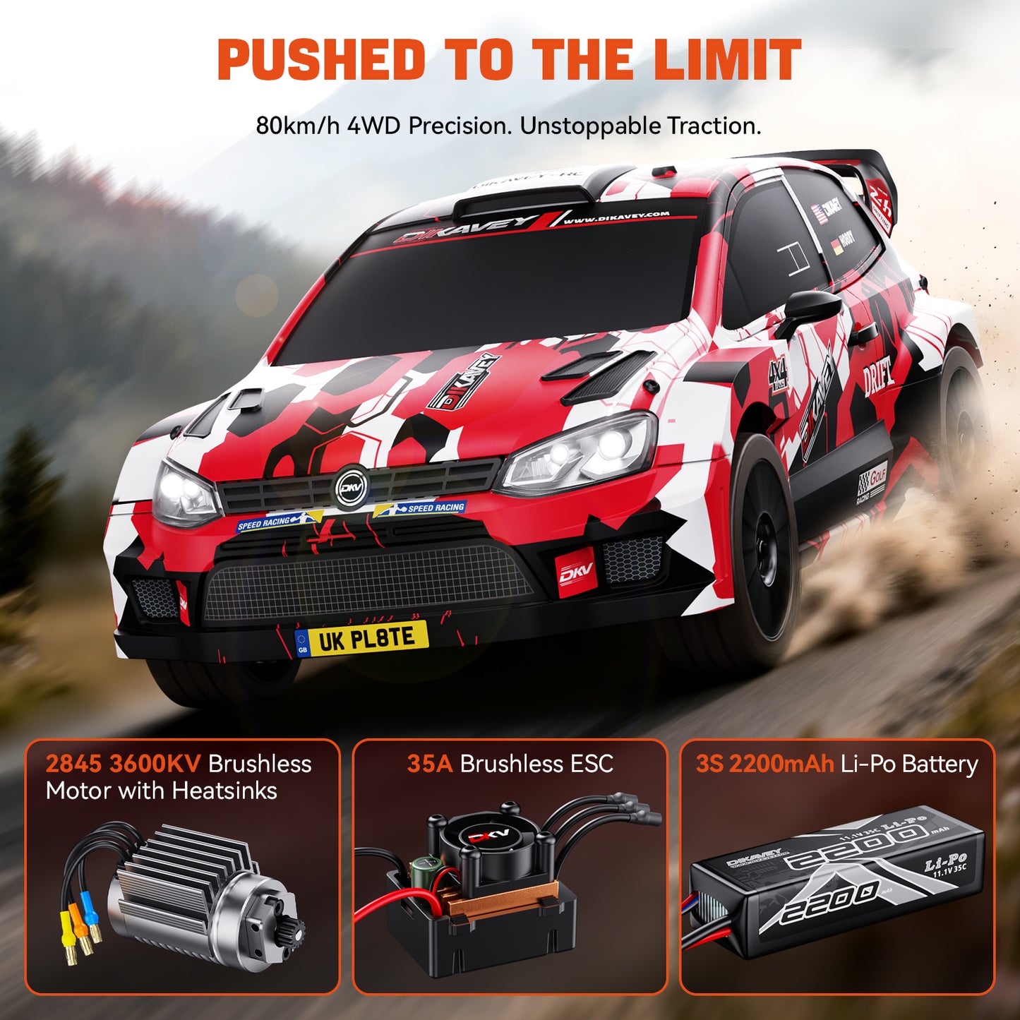 DIKAVEY 1/12 Scale RTR 4WD Brushless RC Rally Car | RX12(Pink)