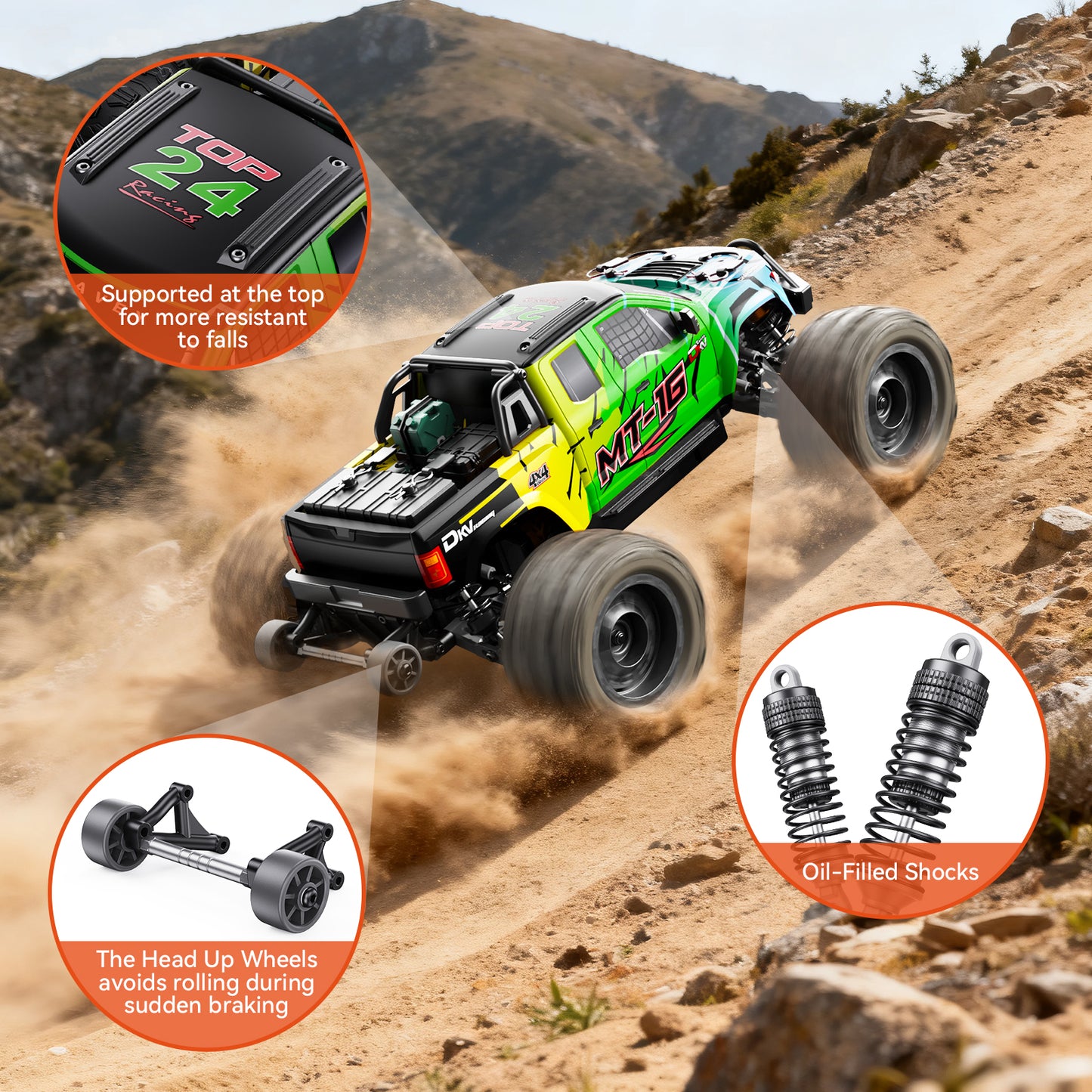 DIKAVEY 1/16 Scale 4WD RTR Brushless Monster Truck | MT16 (Green)