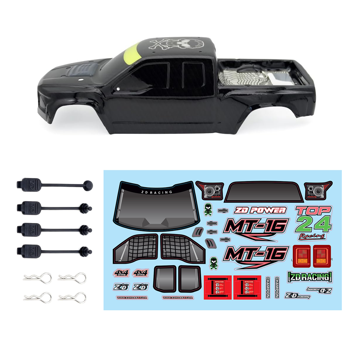 ZD Racing 1/16 Monster Truck PC Car Shell, Body Shell - MT-16 Black