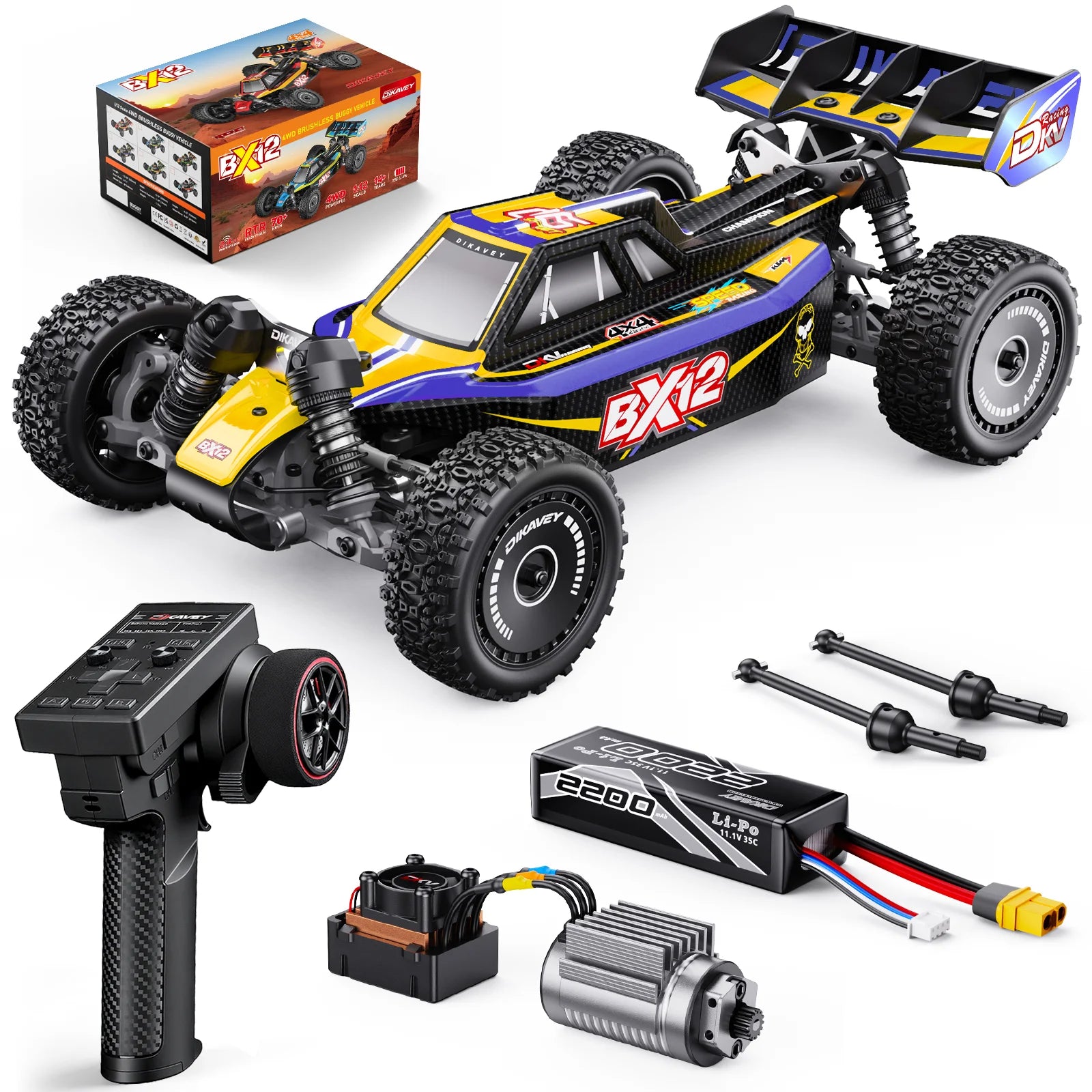 DIKAVEY 1/12 Scale RTR 4WD Metal Brushless RC Buggy | BX12