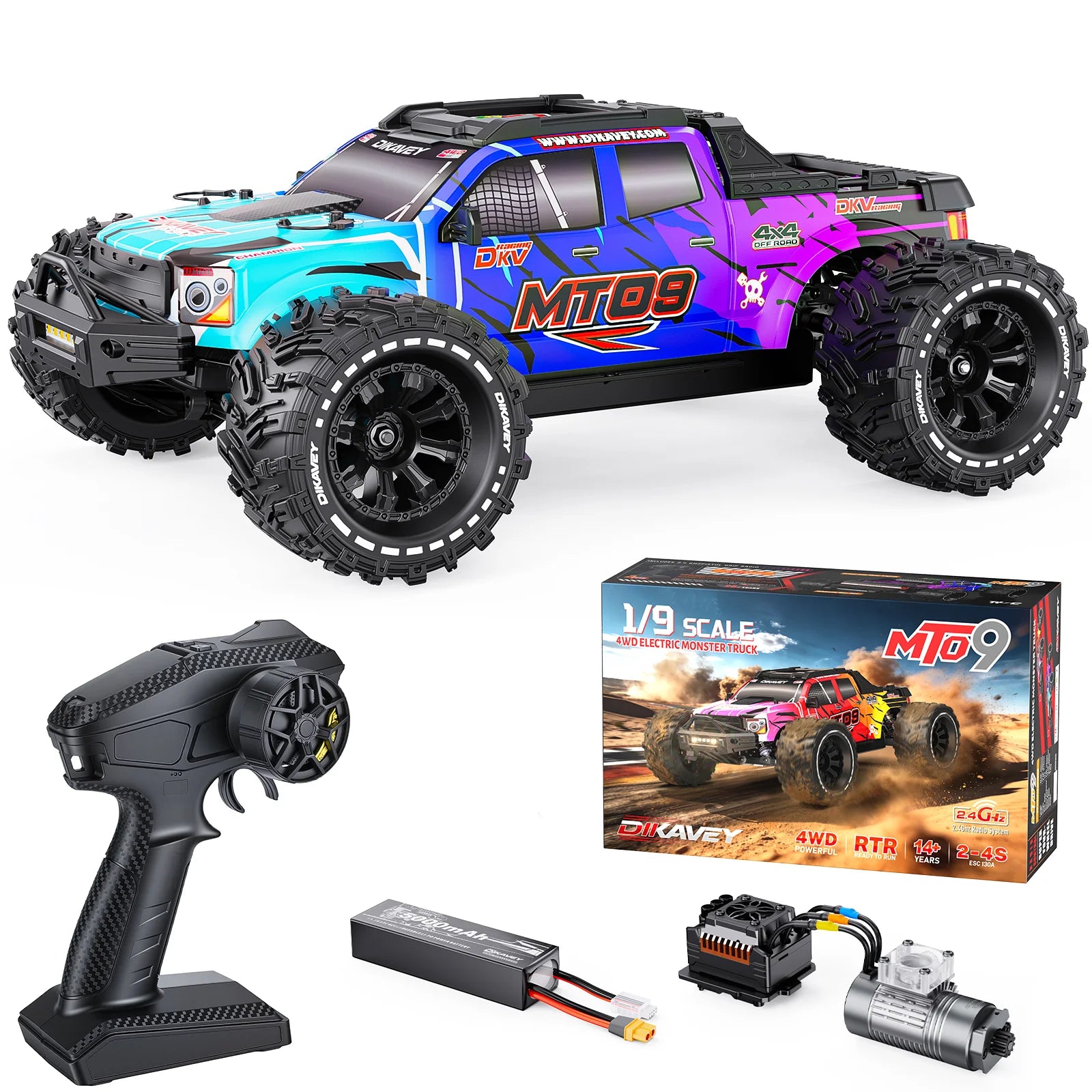 DIKAVEY 1/9 Scale 4WD Brushless RC Monster Truck | MT09