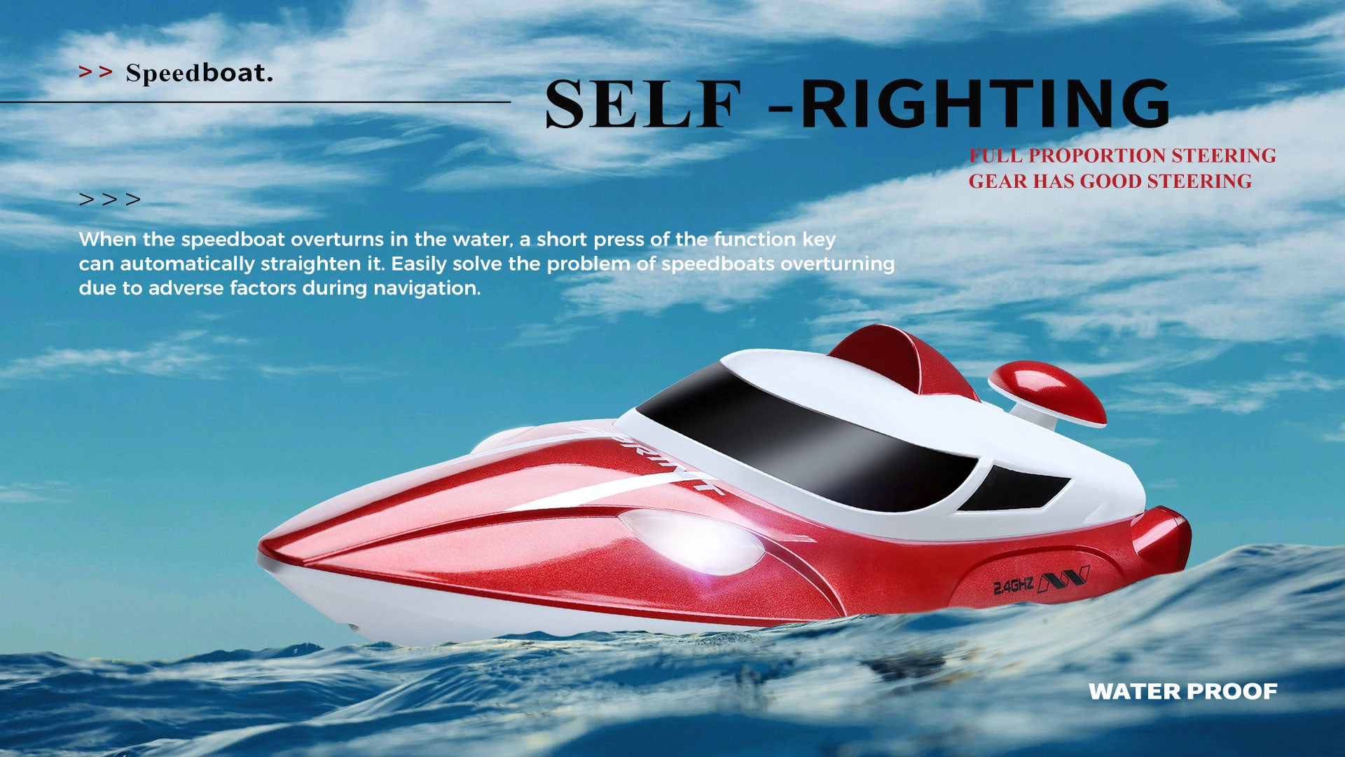 High-Speed RC Racing Boat with Self-Righting & LED Lights | WL918