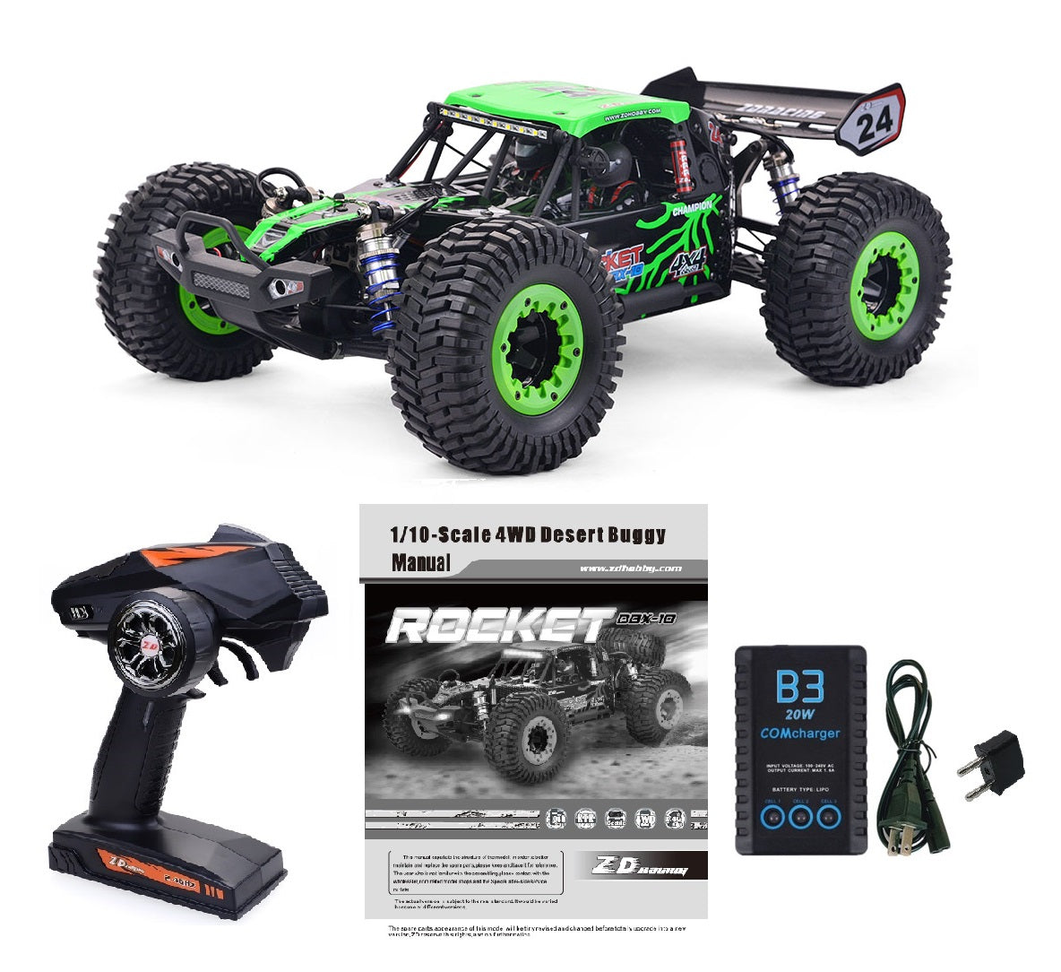 ZD RACING 1/10 Scale 4WD High-Speed Brushless Desert Buggy | DBX-102 (Green)