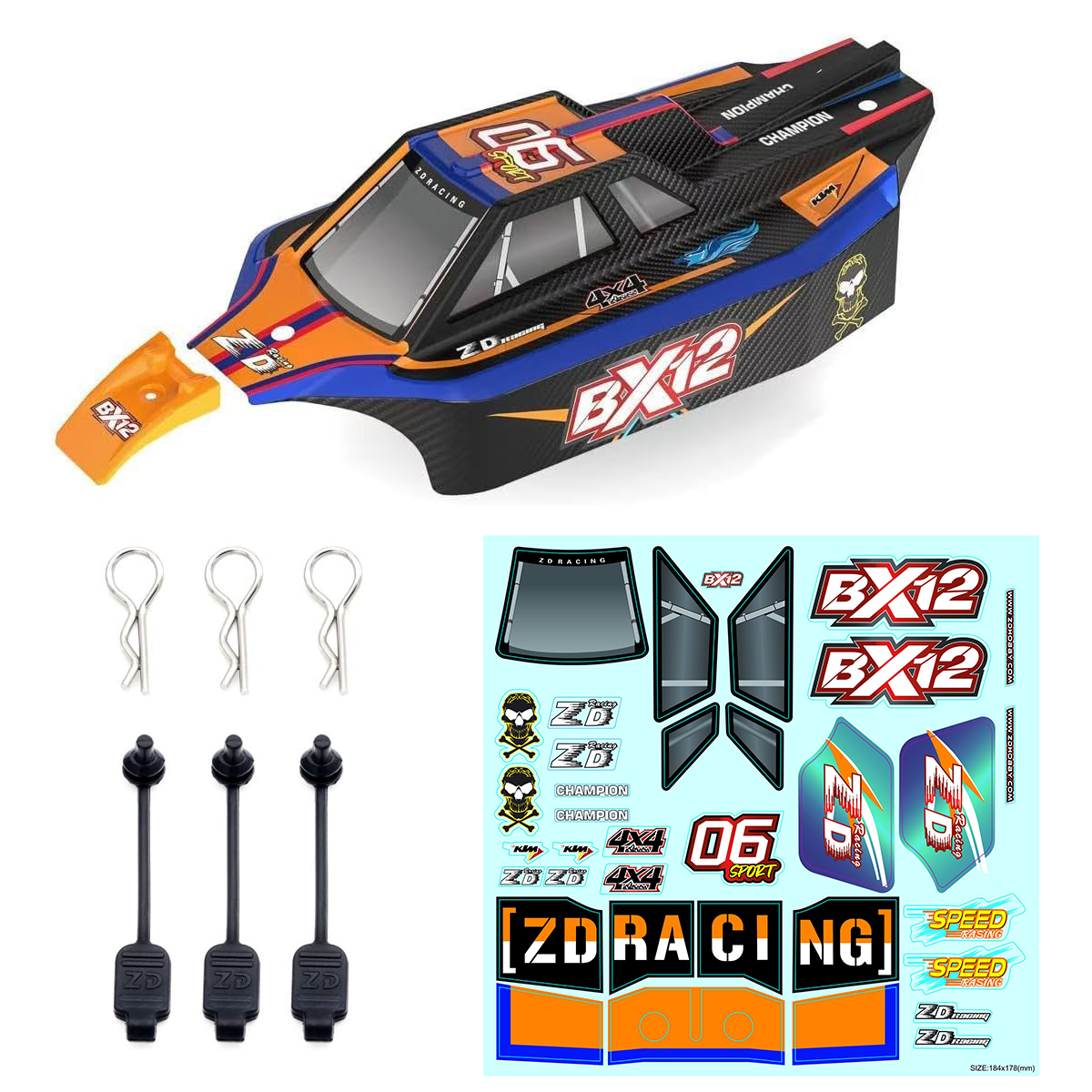 1/12 RC Car Shell , PVC Body Shell - BX12 Orange