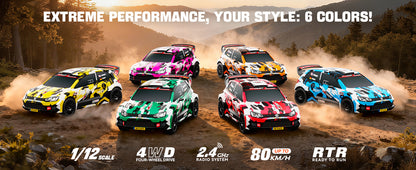 DIKAVEY 1/12 Scale RTR 4WD Brushless RC Rally Car | RX12（Green）