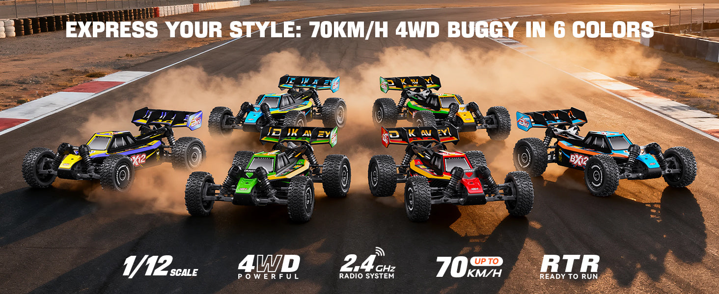 DIKAVEY 1/12 Maßstab RTR 4WD Metall Brushless RC Buggy | BX12 (Rot-Gelb)