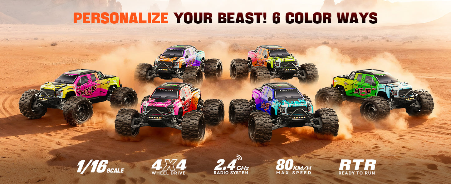 DIKAVEY 1/16 Scale 4WD RTR Brushless Monster Truck | MT16 （Orange）