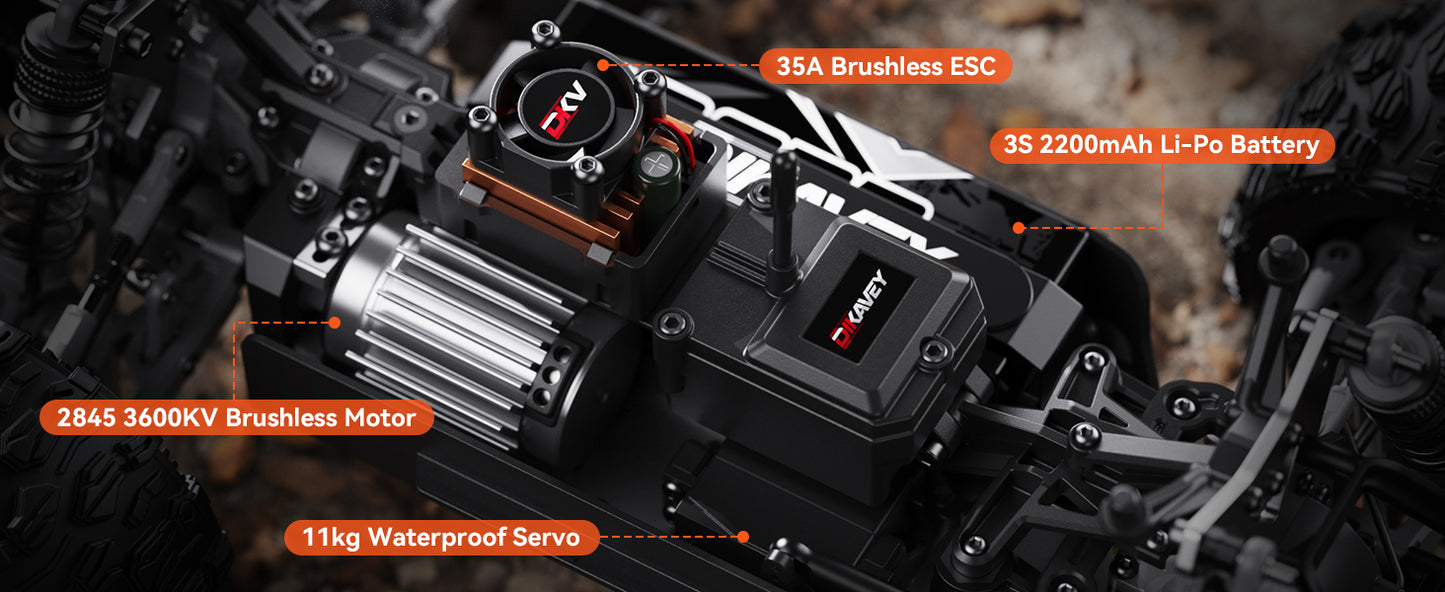 DIKAVEY 1/16 Scale 4WD RTR Brushless Monster Truck | MT16 （Orange）