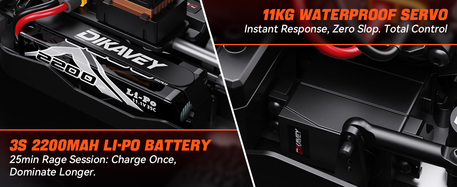 DIKAVEY 1/12 Maßstab RTR 4WD Metall Brushless RC Buggy | BX12 (Rot-Gelb)