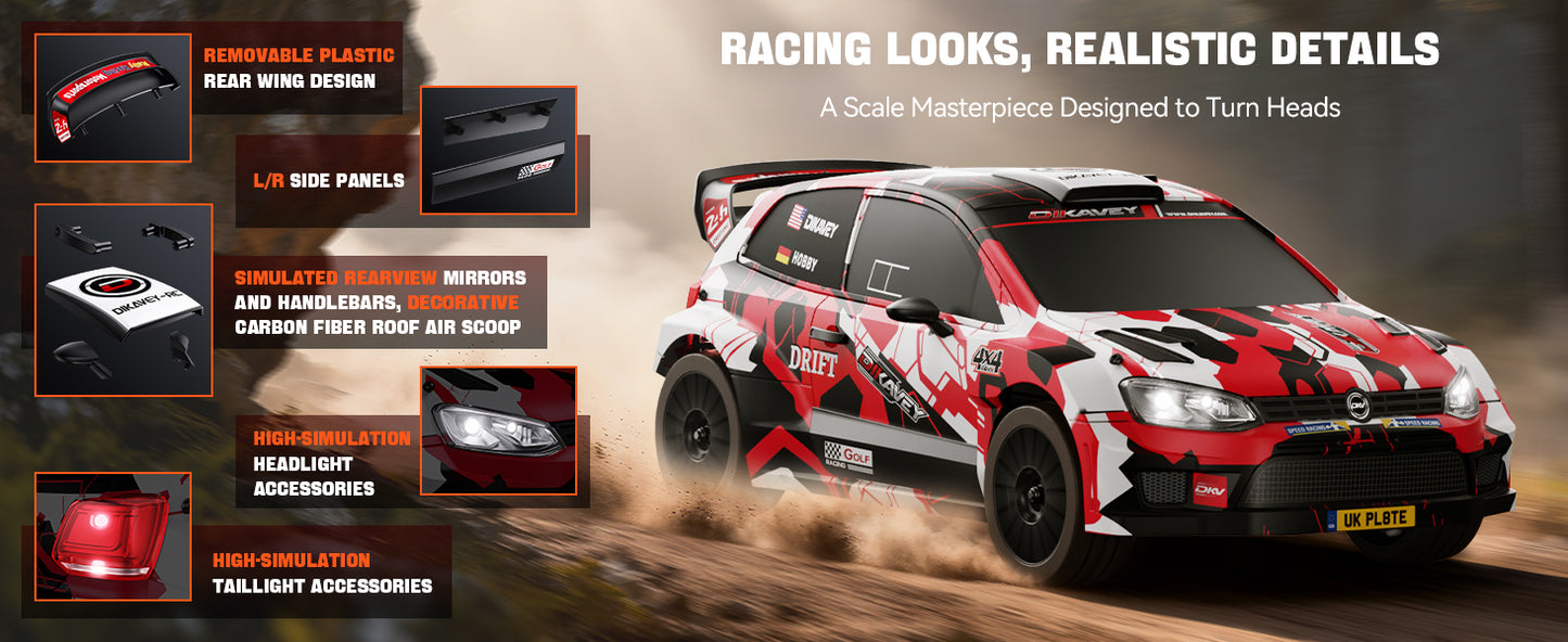 DIKAVEY 1/12 Scale RTR 4WD Brushless RC Rally Car | RX12（Green）