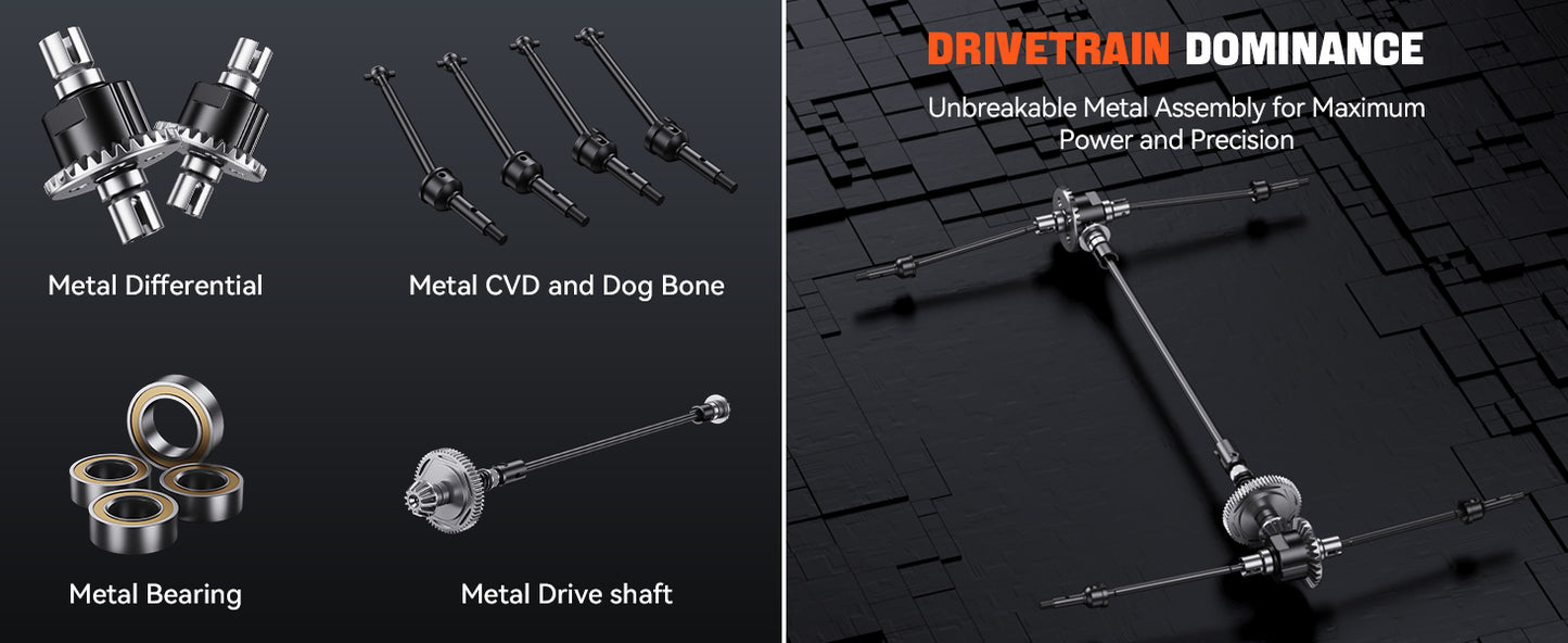 DIKAVEY 1/12 Scale RTR 4WD Metal Brushless RC  Buggy | BX12 （Red-Yellow）