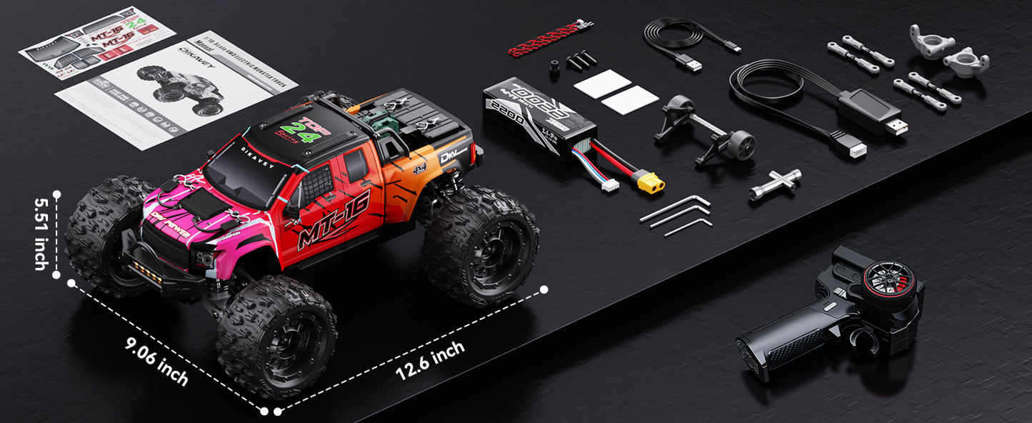 DIKAVEY 1/16 Scale 4WD RTR Brushless Monster Truck | MT16 （Orange）