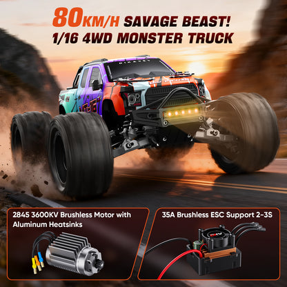 DIKAVEY 1/16 Scale 4WD RTR Brushless Monster Truck | MT16 （Purple）