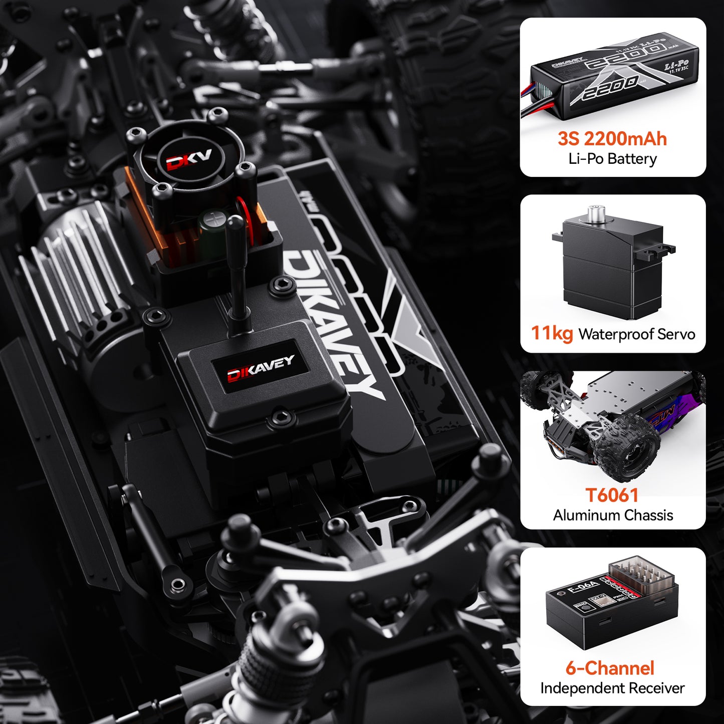 DIKAVEY 1/16 Scale 4WD RTR Brushless Monster Truck | MT16 （Blue）