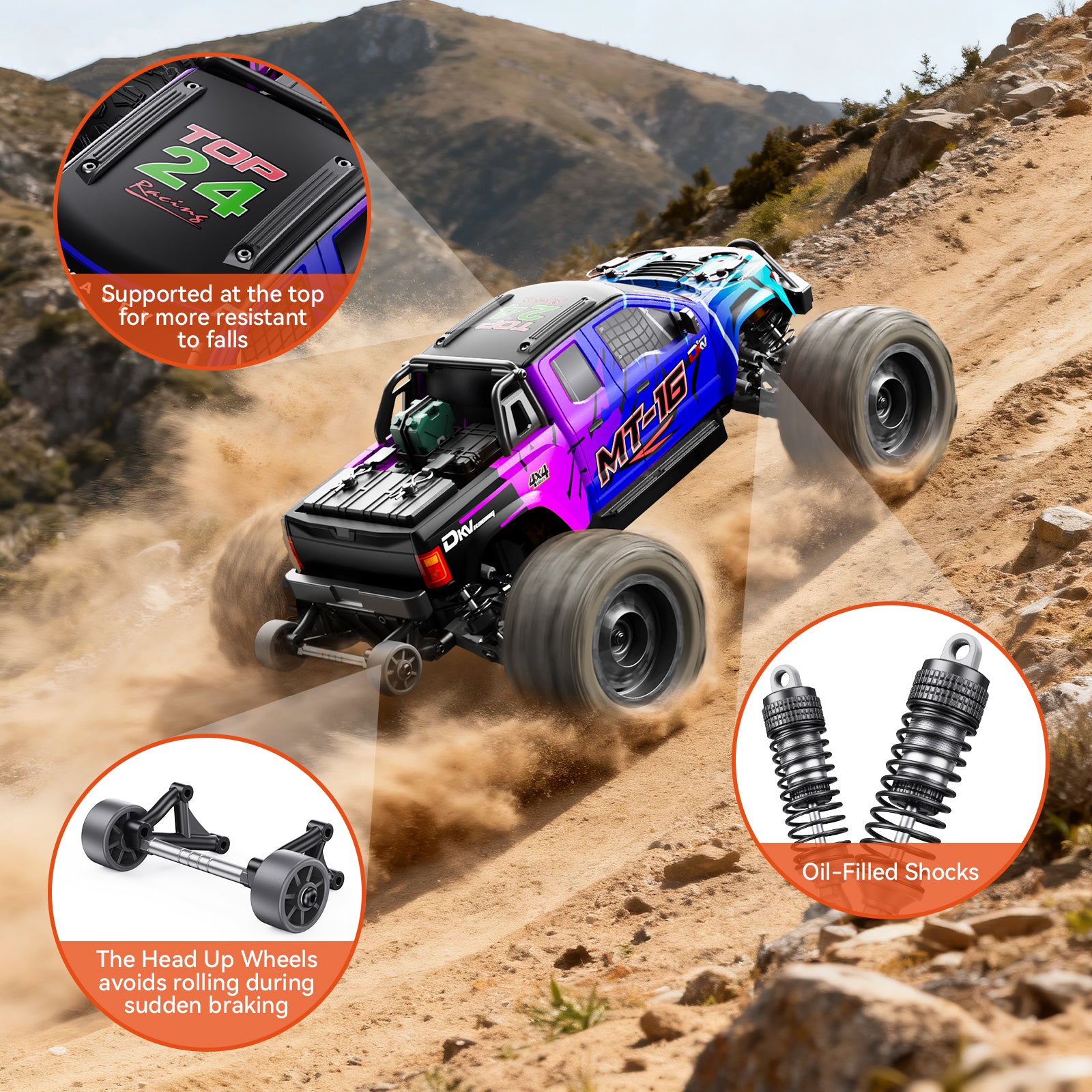 DIKAVEY 1/16 Scale 4WD RTR Brushless Monster Truck | MT16 (Blau) 