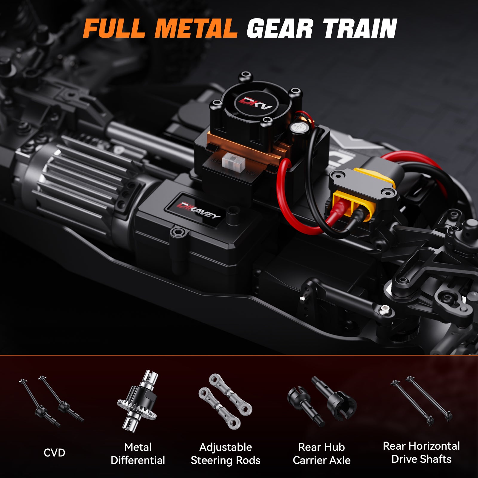 DIKAVEY 1/12 Maßstab RTR 4WD Metall Brushless RC Buggy | BX12 (Rot-Gelb)