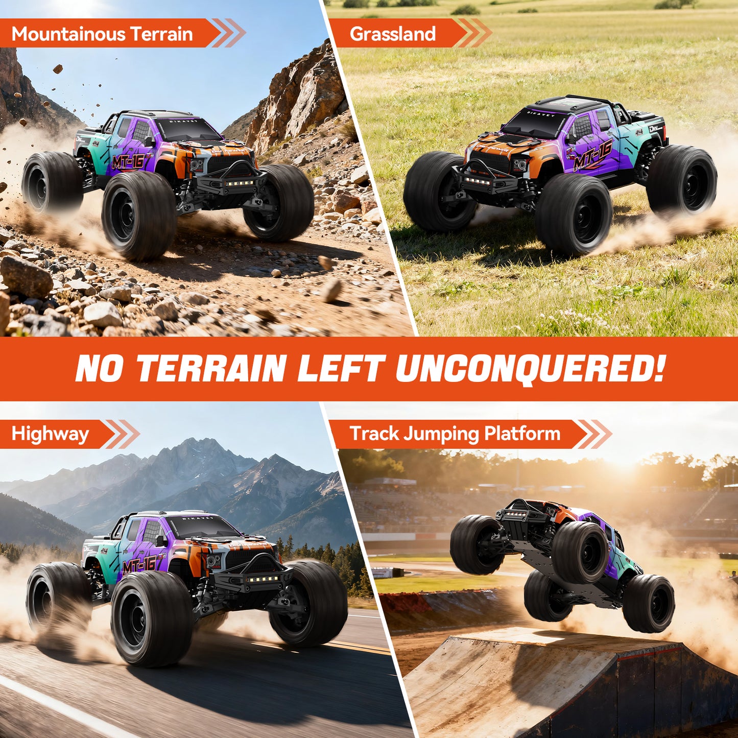 DIKAVEY 1/16 Scale 4WD RTR Brushless Monster Truck | MT16 （Purple）
