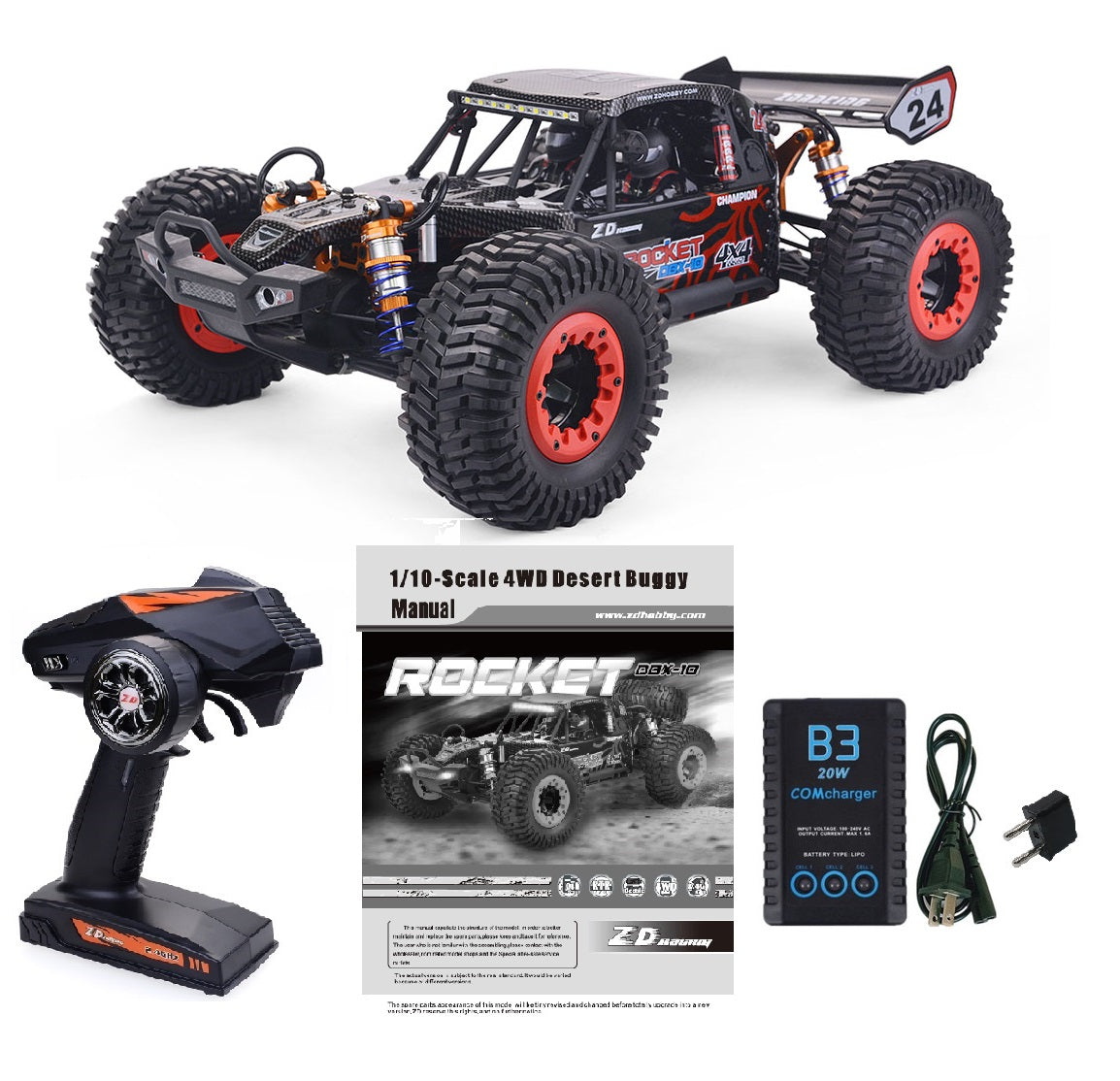 ZD RACING 1/10 Scale 4WD High-Speed Brushless Desert Buggy | DBX-102 (Red)