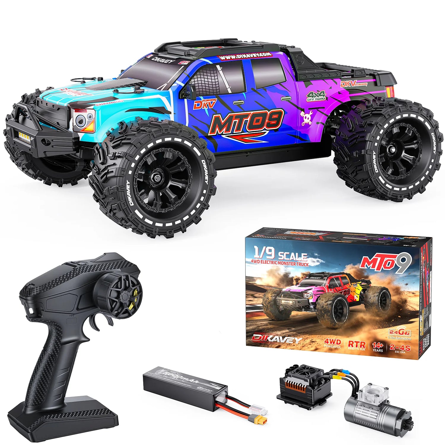 DIKAVEY 1/9 Scale 4WD Brushless RC Monster Truck | MT09