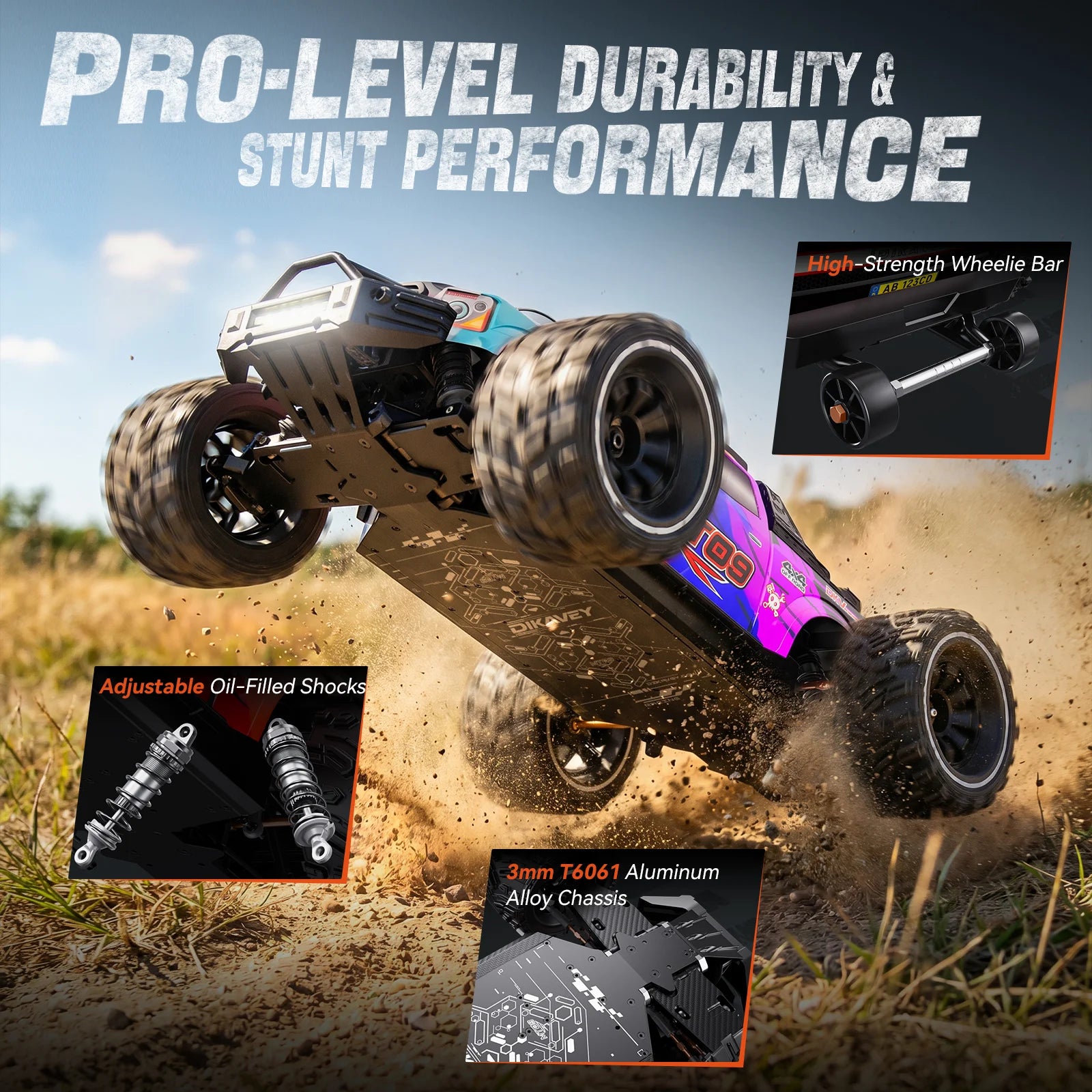 DIKAVEY 1/9 Scale 4WD Brushless RC Monster Truck | MT09