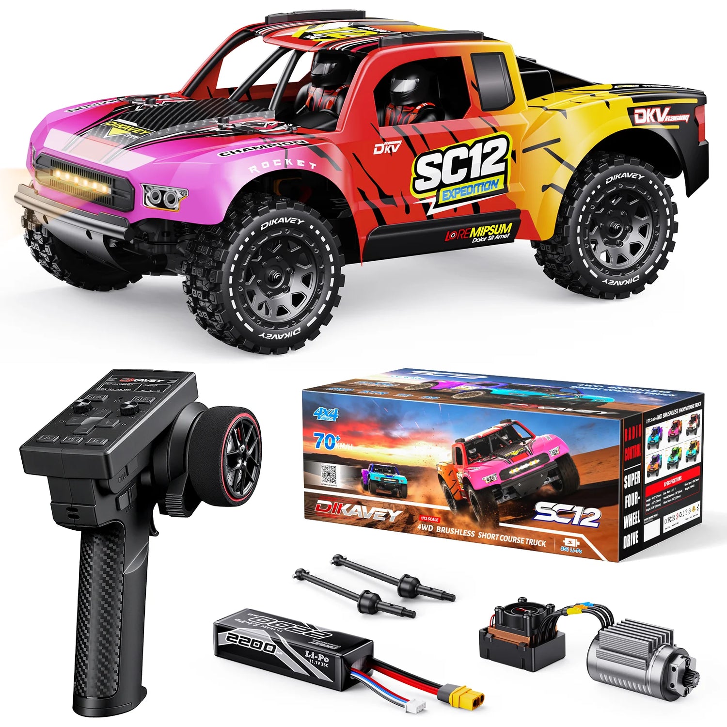 DIKAVEY 1/12 Brushless RTR 4WD Short-Course Truck | SC12