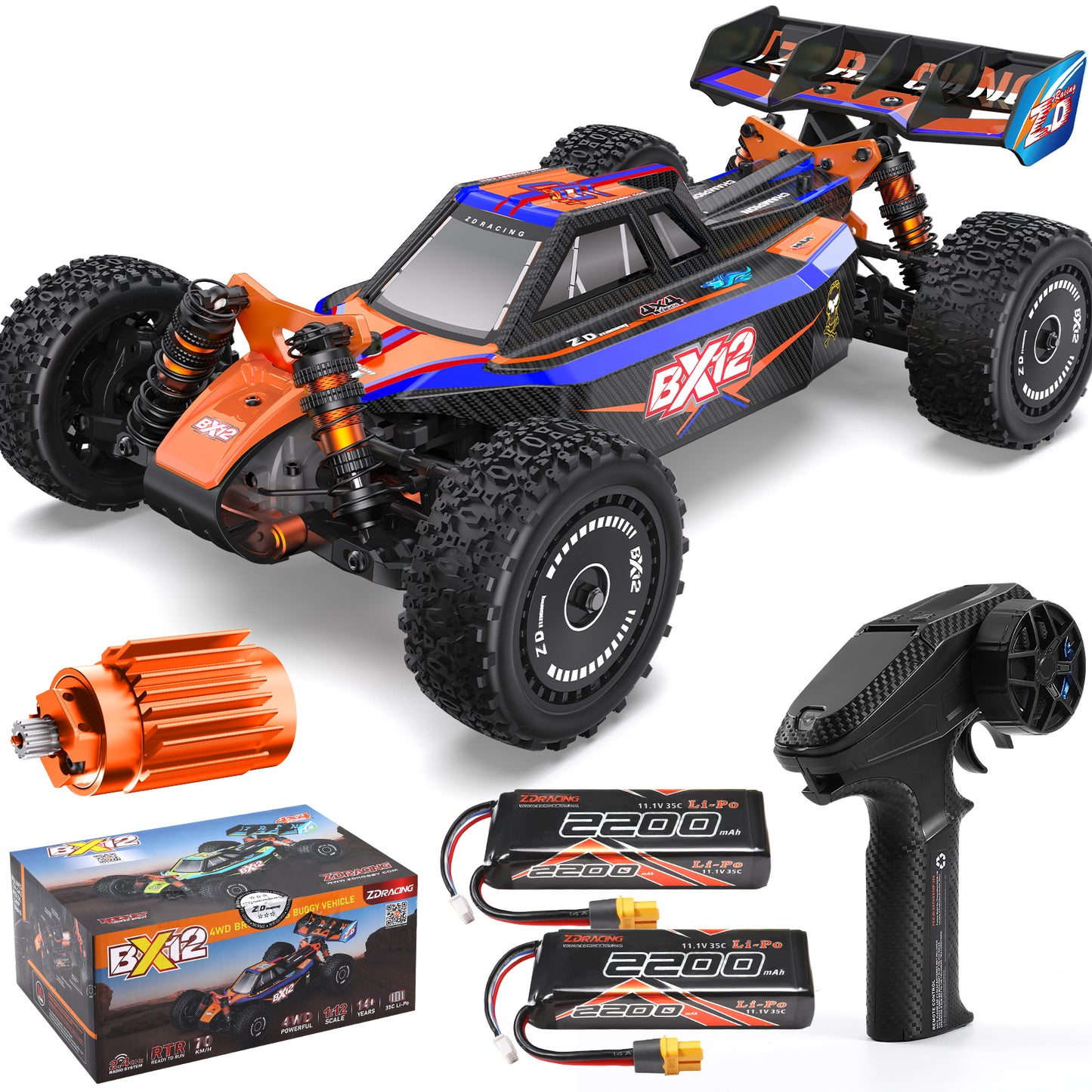 1/12 Brushless RC Cars 4WD 42MPH BX-12 Orange