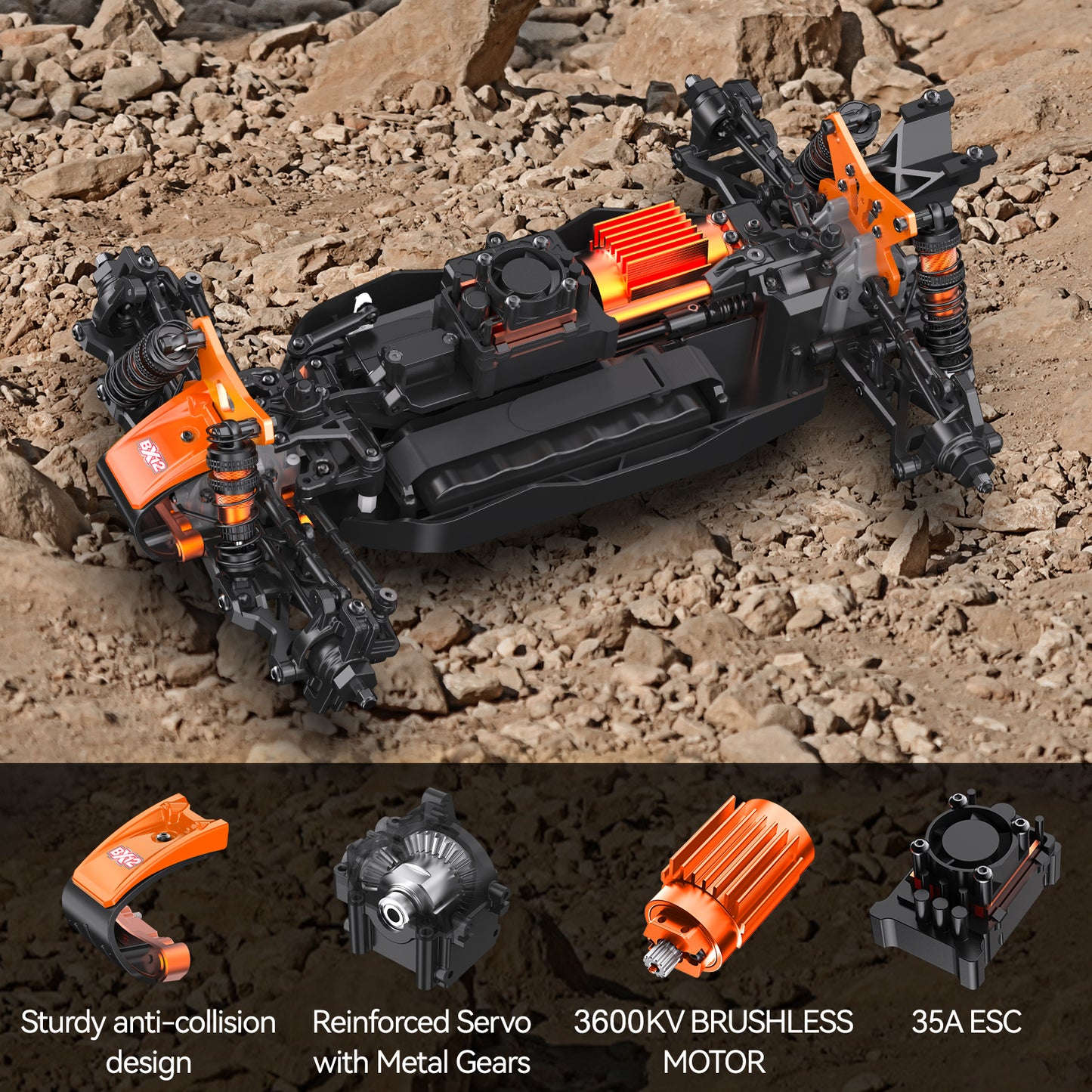 1/12 Brushless RC Cars 4WD 42MPH BX-12 Orange