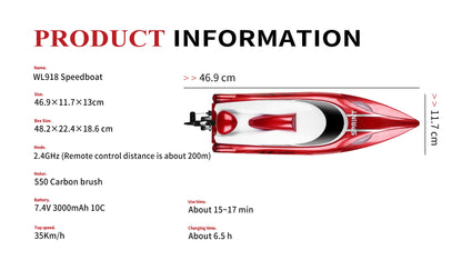 High-Speed RC Racing Boat with Self-Righting &amp; LED Lights | WL918