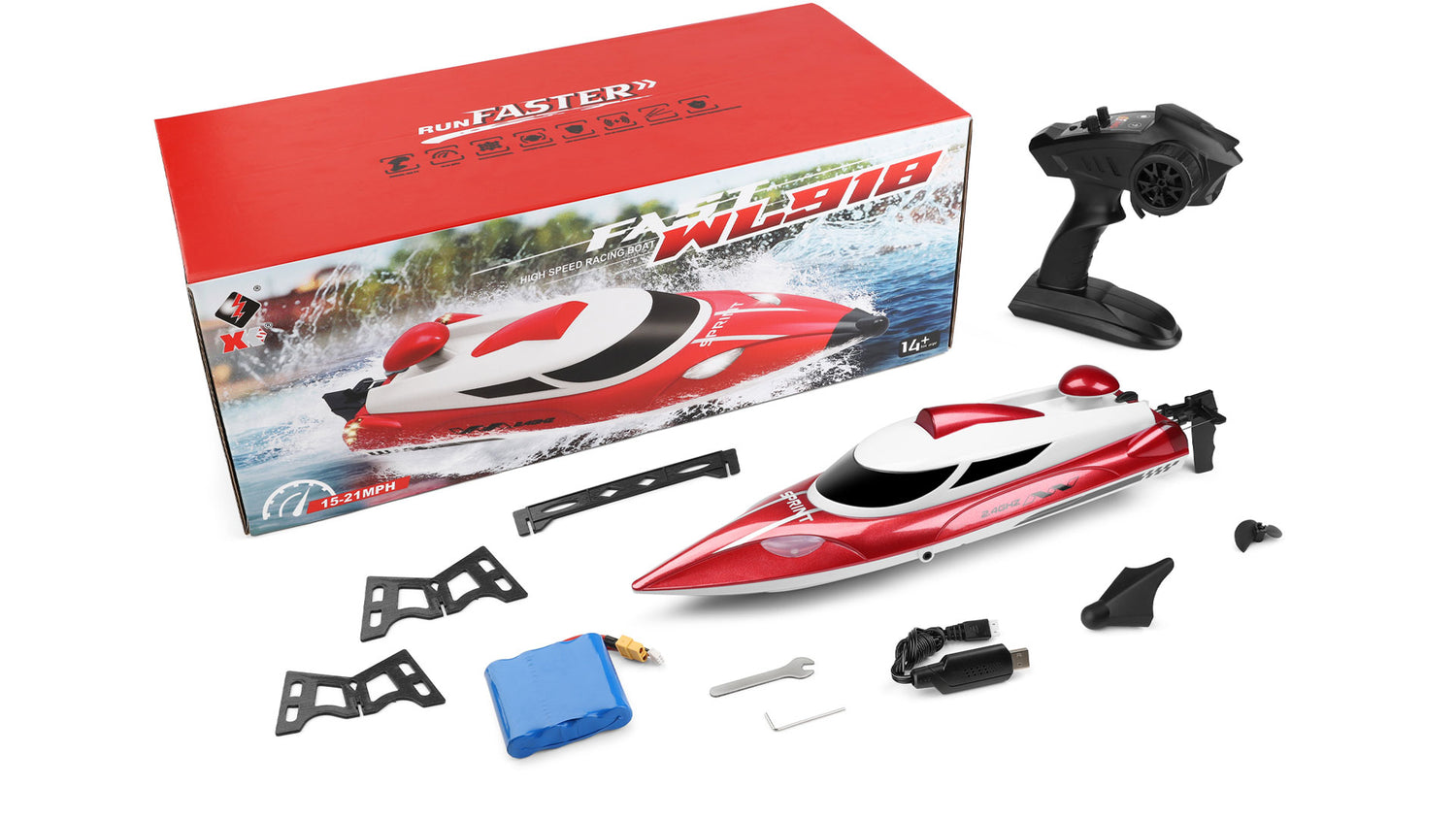 High-Speed RC Racing Boat with Self-Righting &amp; LED Lights | WL918