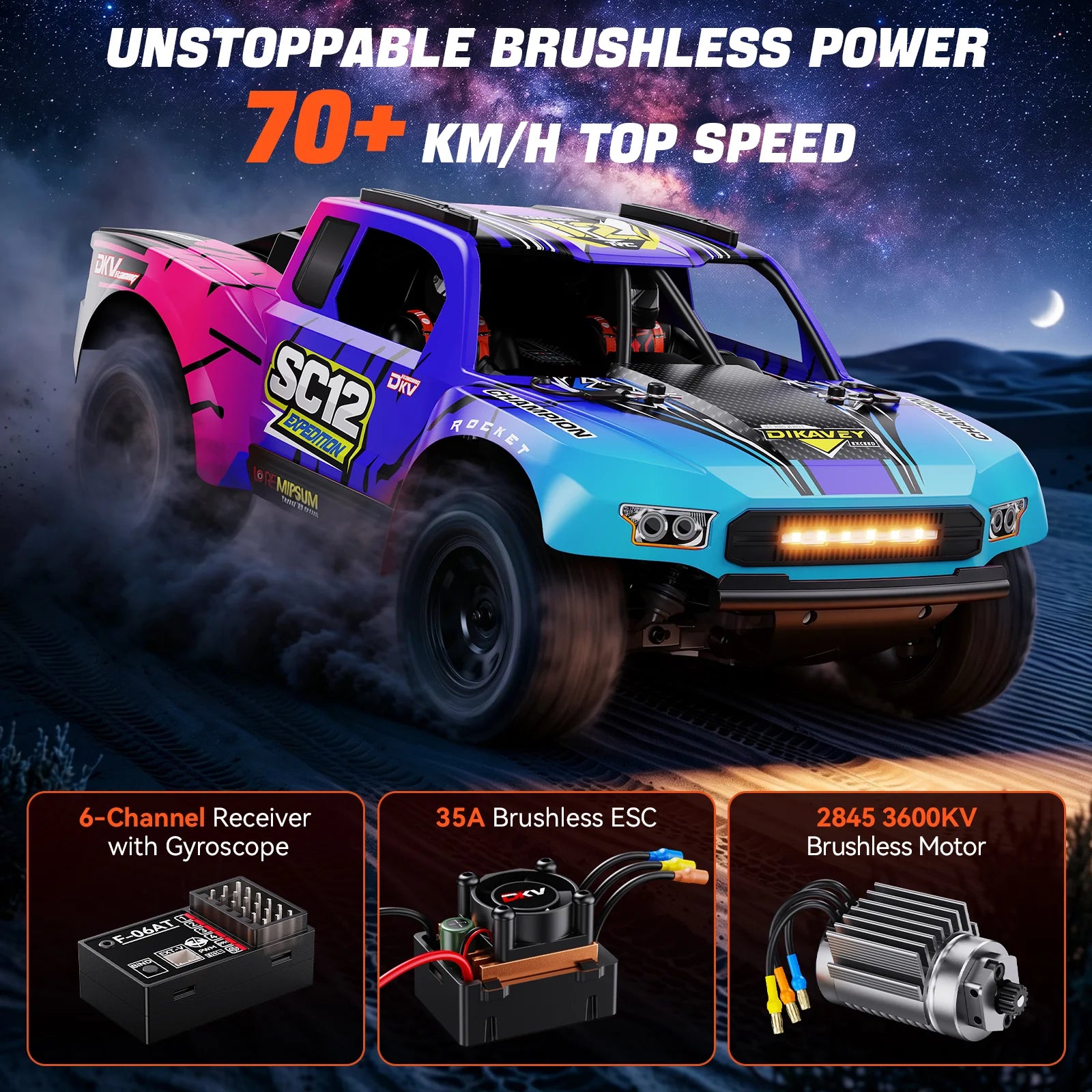 DIKAVEY 1/12 Brushless RTR 4WD Short-Course Truck | SC12
