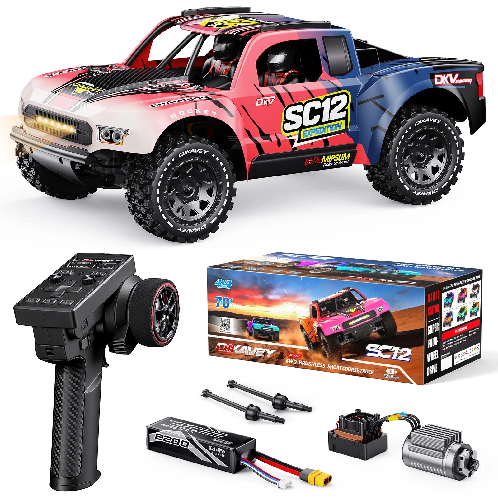 DIKAVEY 1/12 Brushless RTR 4WD Short-Course Truck | SC12