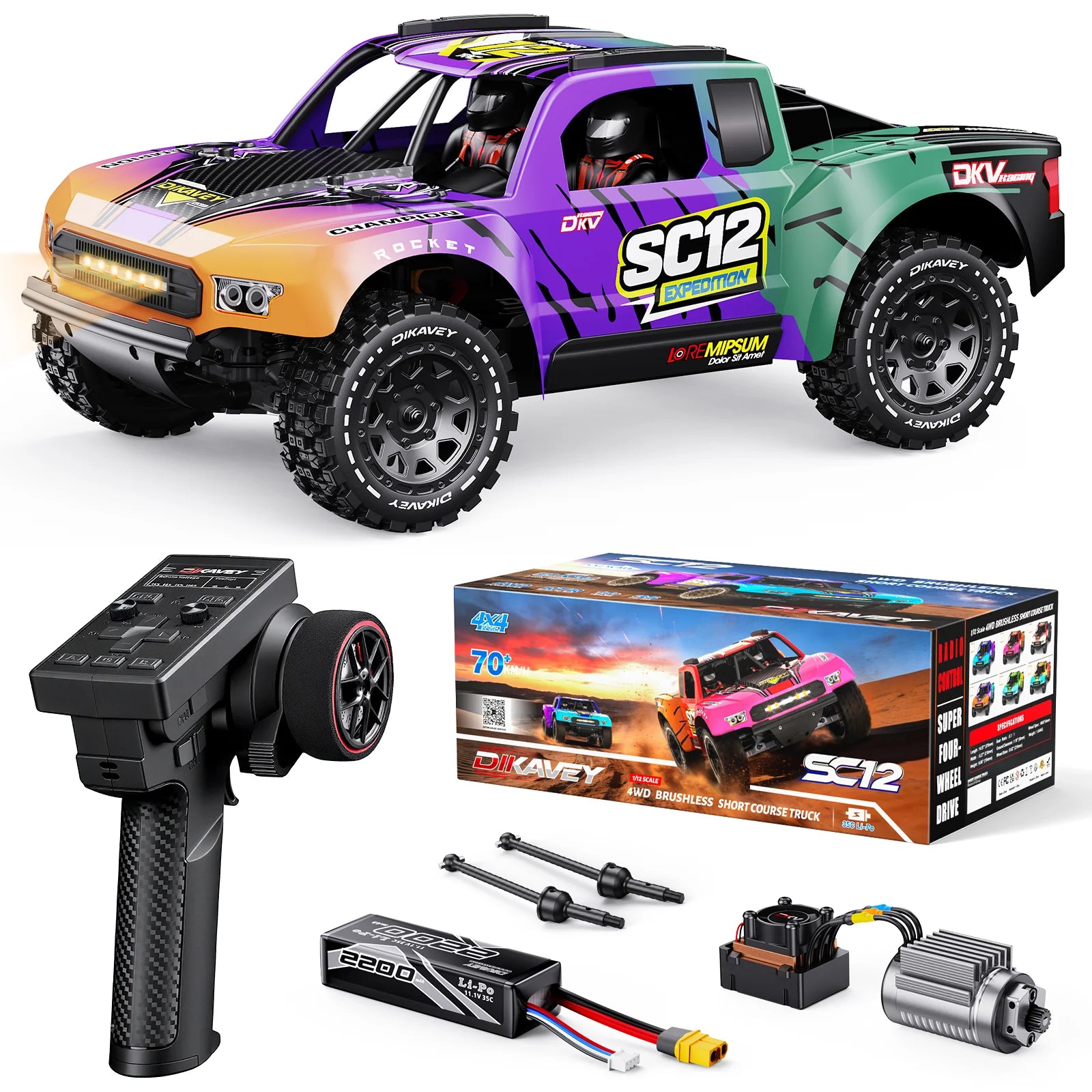 DIKAVEY 1/12 Brushless RTR 4WD Short-Course Truck | SC12
